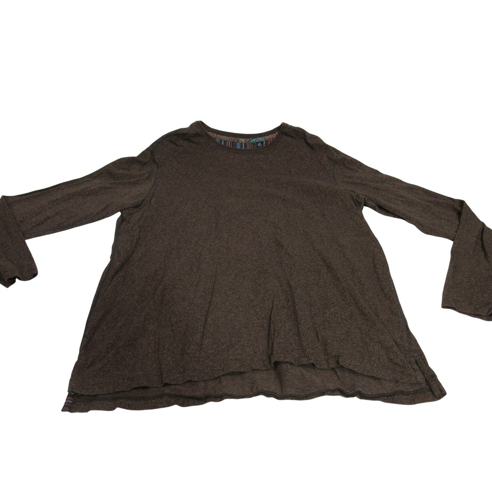 Robert Graham Mens Brown Marl Knit Long Sleeve Crewneck Shirt Large Paisley‎